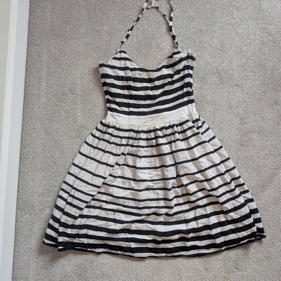 H&M, mini dress, striped, navy blue and white, Size 2 - Picture 4 of 6
